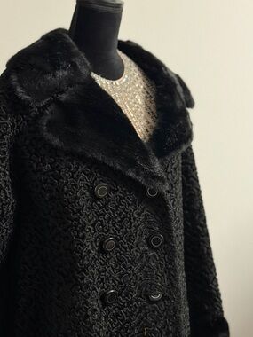 Vintage Lucien Daville Paris Faux Astrakhan Coat